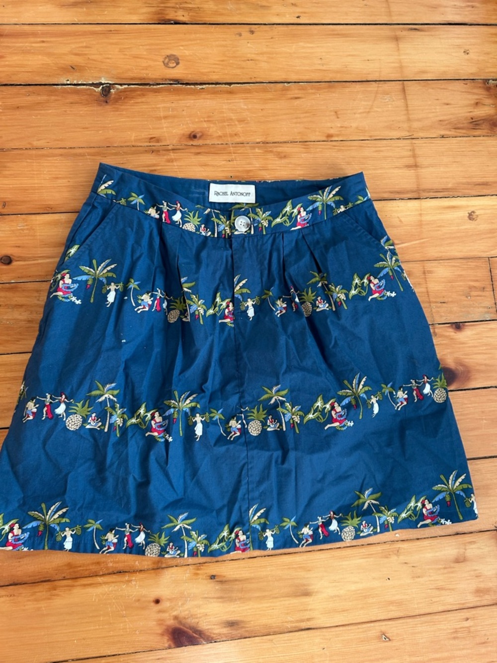 Rachel Antonoff Blue Hula Luau Girl Skirt Size 6p petite cotton